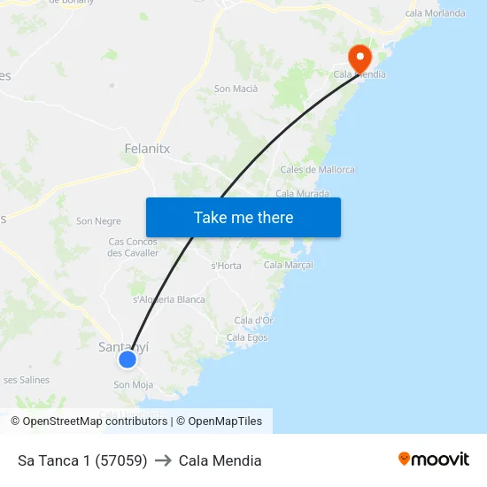Sa Tanca 1 (57059) to Cala Mendia map