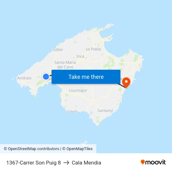 1367-Carrer Son Puig  8 to Cala Mendia map