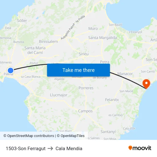 1503-Son Ferragut to Cala Mendia map
