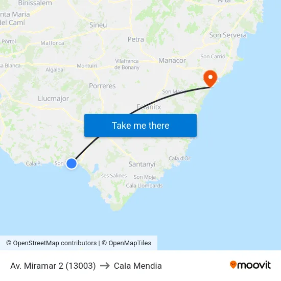 Av. Miramar 2 (13003) to Cala Mendia map