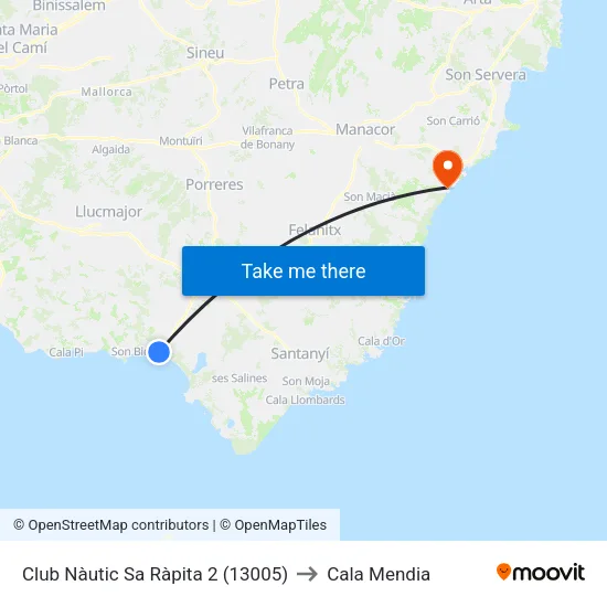 Club Nàutic Sa Ràpita 2 (13005) to Cala Mendia map