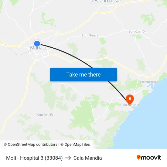 Molí - Hospital 3 (33084) to Cala Mendia map