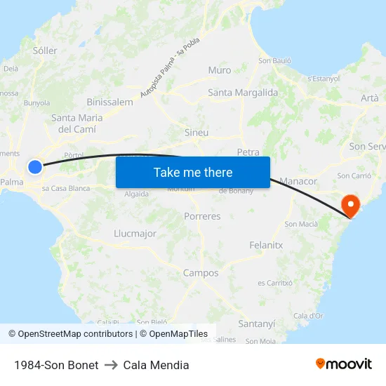 1984-Son Bonet to Cala Mendia map