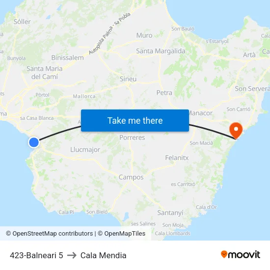 423-Balneari 5 to Cala Mendia map