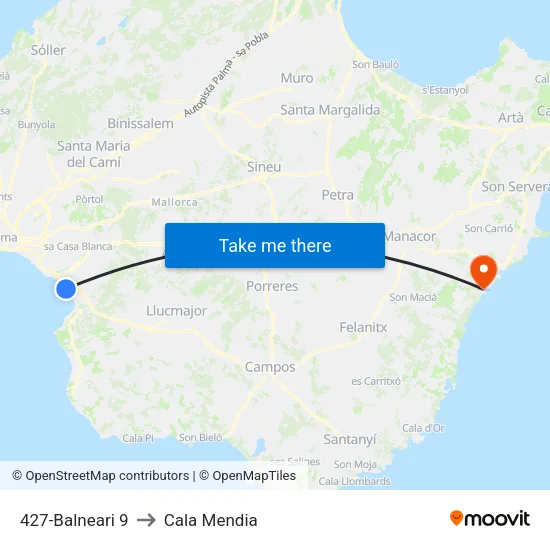 427-Balneari 9 to Cala Mendia map
