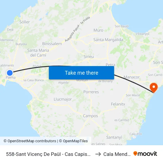 558-Sant Vicenç De Paül - Cas Capiscol to Cala Mendia map