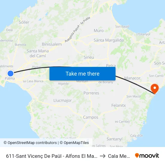 611-Sant Vicenç De Paül - Alfons El Magnànim to Cala Mendia map