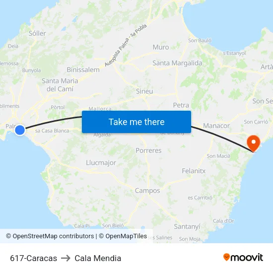 617-Caracas to Cala Mendia map