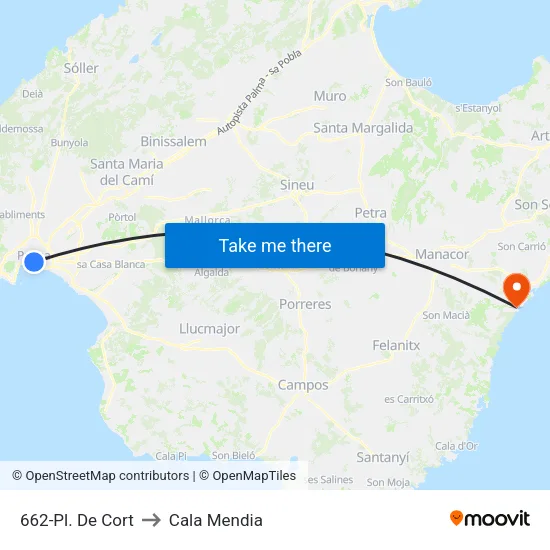 662-Pl. De Cort to Cala Mendia map