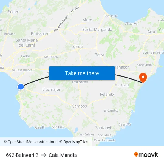 692-Balneari 2 to Cala Mendia map