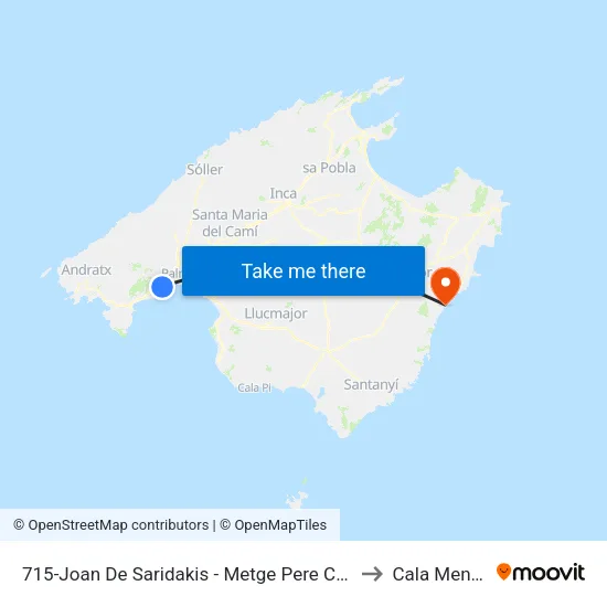 715-Joan De Saridakis - Metge Pere Comas to Cala Mendia map