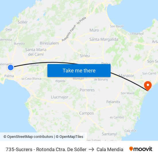 735-Sucrers - Rotonda Ctra. De Sóller to Cala Mendia map