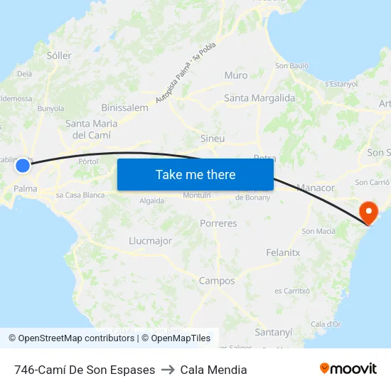 746-Camí De Son Espases to Cala Mendia map