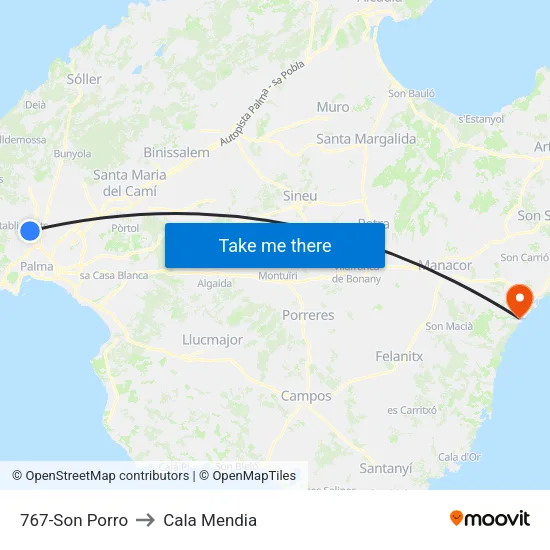 767-Son Porro to Cala Mendia map