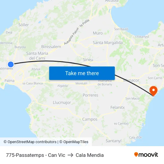 775-Passatemps - Can Vic to Cala Mendia map