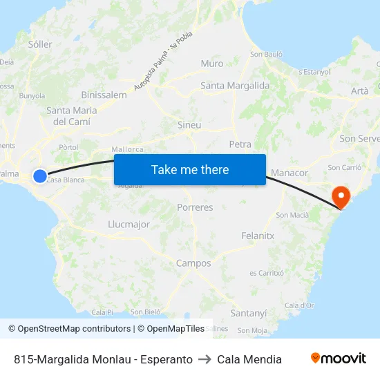 815-Margalida Monlau - Esperanto to Cala Mendia map