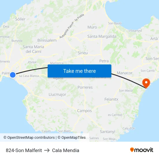 824-Son Malferit to Cala Mendia map