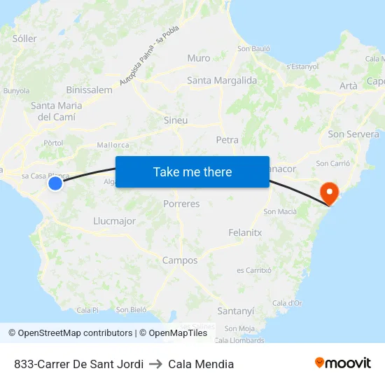 833-Carrer De Sant Jordi to Cala Mendia map