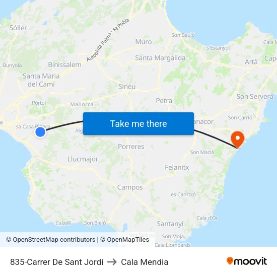 835-Carrer De Sant Jordi to Cala Mendia map