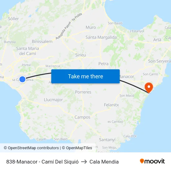 838-Manacor - Camí Del Siquió to Cala Mendia map
