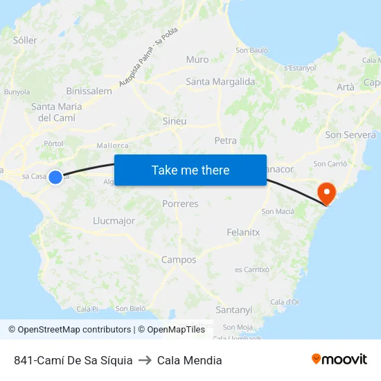 841-Camí De Sa Síquia to Cala Mendia map