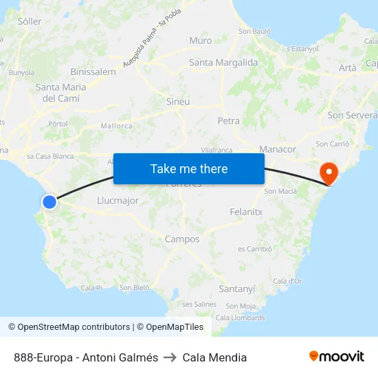 888-Europa - Antoni Galmés to Cala Mendia map