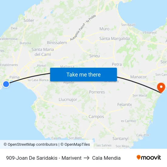 909-Joan De Saridakis - Marivent to Cala Mendia map