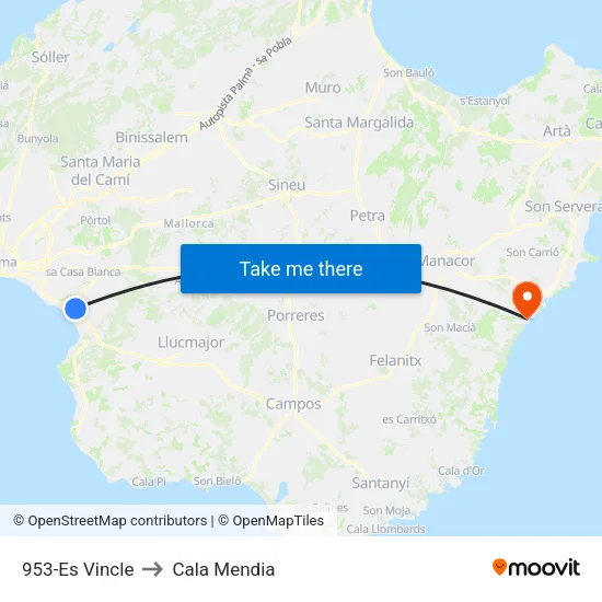 953-Es Vincle to Cala Mendia map