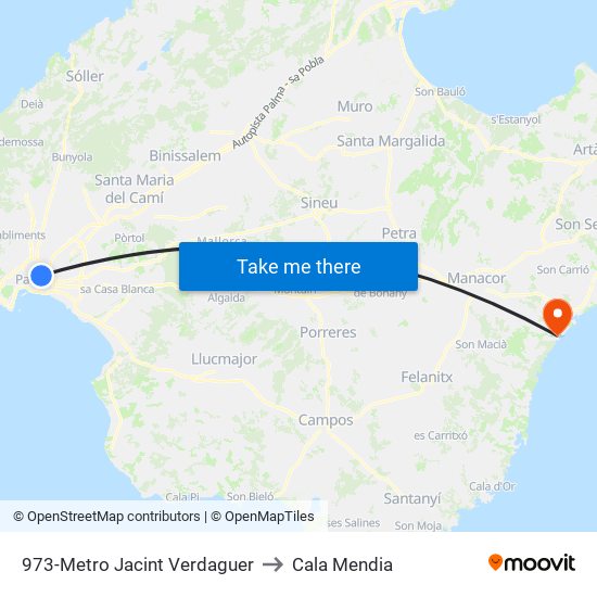 973-Metro Jacint Verdaguer to Cala Mendia map