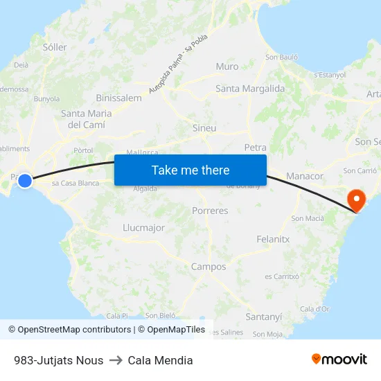 983-Jutjats Nous to Cala Mendia map