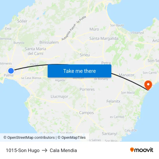 1015-Son Hugo to Cala Mendia map
