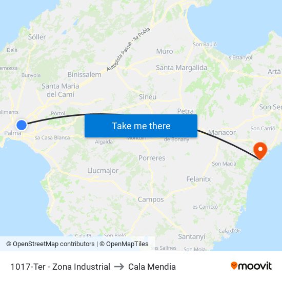 1017-Ter - Zona Industrial to Cala Mendia map