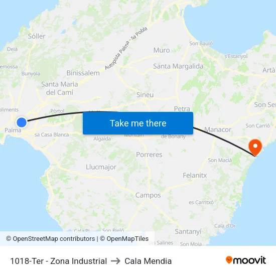 1018-Ter - Zona Industrial to Cala Mendia map