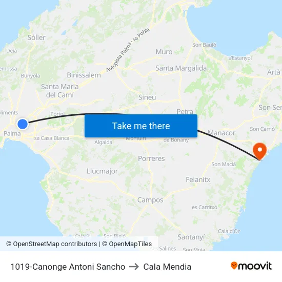 1019-Canonge Antoni Sancho to Cala Mendia map