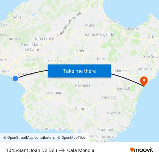 1045-Sant Joan De Déu to Cala Mendia map