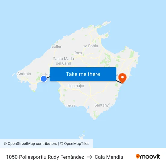 1050-Poliesportiu Rudy Fernàndez to Cala Mendia map