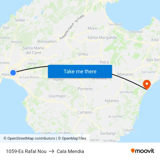 1059-Es Rafal Nou to Cala Mendia map