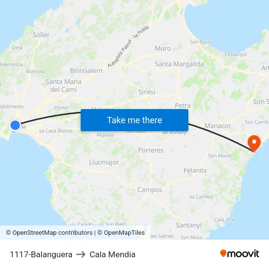 1117-Balanguera to Cala Mendia map