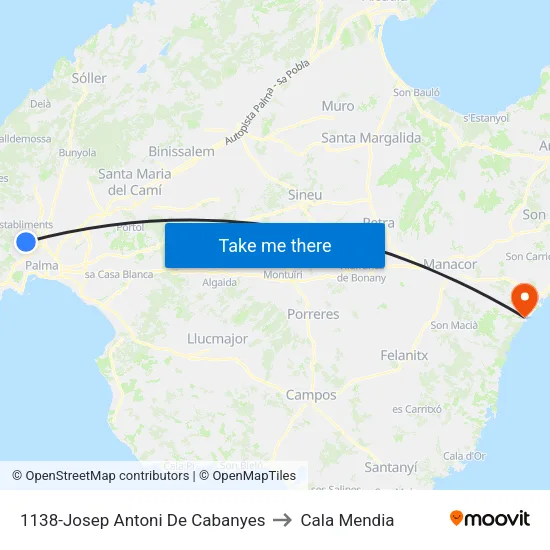 1138-Josep Antoni De Cabanyes to Cala Mendia map
