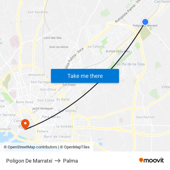 Polígon De Marratxí to Palma map