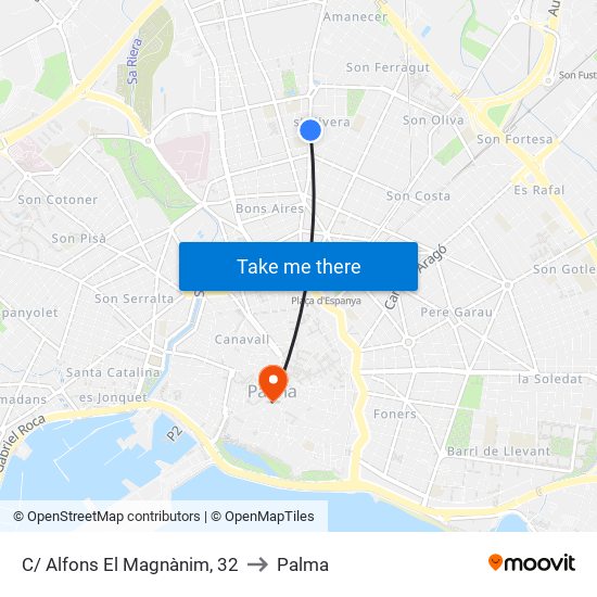 C/ Alfons El Magnànim, 32 to Palma map