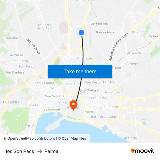 Ies Son Pacs to Palma map