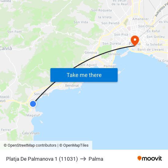 Platja De Palmanova 1 (11031) to Palma map