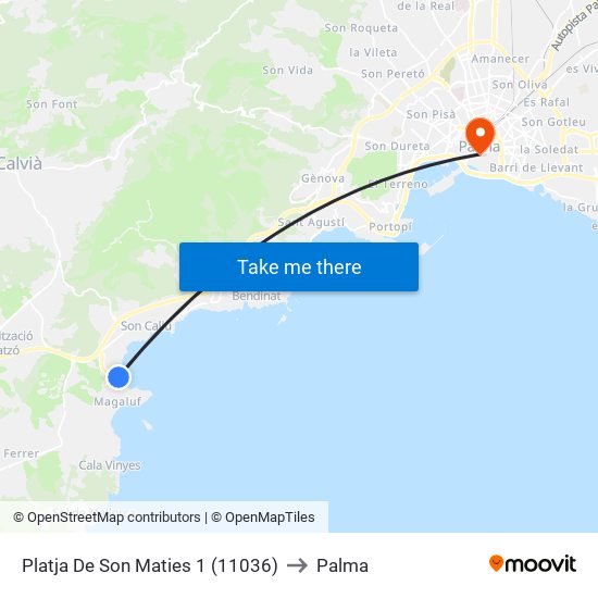 Platja De Son Maties 1 (11036) to Palma map