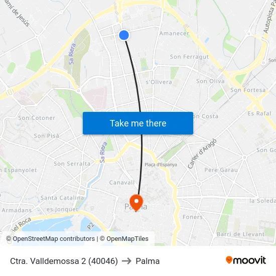 Ctra. Valldemossa 2 (40046) to Palma map