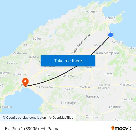 Els Pins 1 (39005) to Palma map