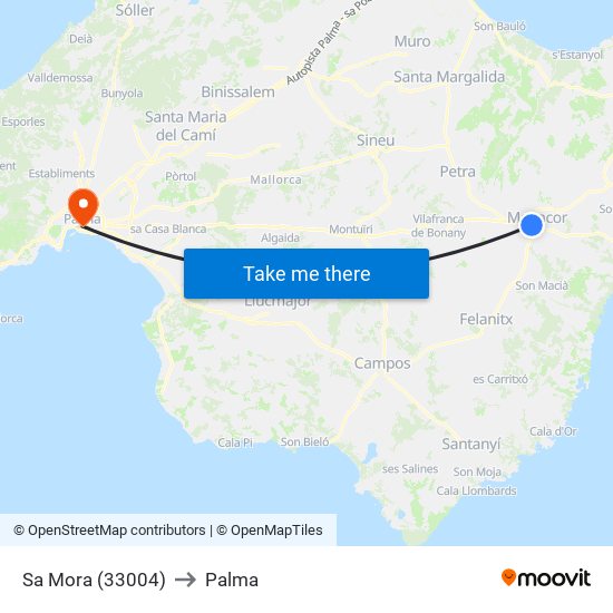 Sa Mora (33004) to Palma map