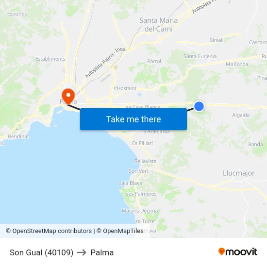 Son Gual (40109) to Palma map