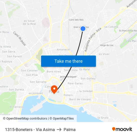 1315-Boneters - Via Asima to Palma map