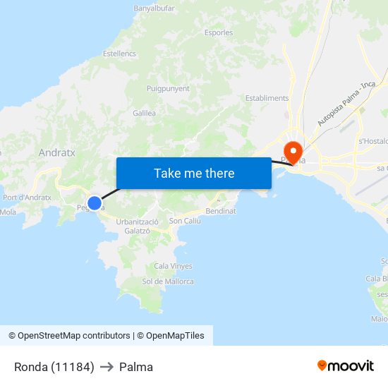 Ronda (11184) to Palma map
